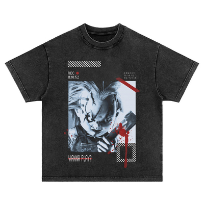 chucky恰吉电影美式复古水洗做旧纯棉宽松圆领长短袖t恤男女卫衣