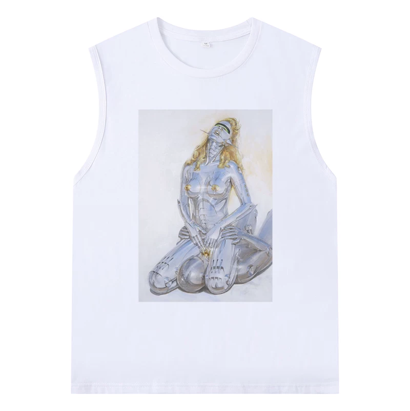 Майка без рукавов Empty Mountain Hajime Sorayama с принтом, чистый хлопок, белая
