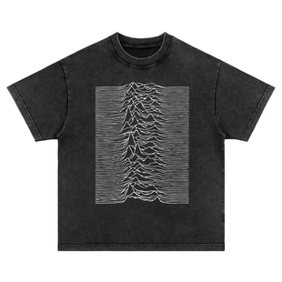 joy division后朋脉冲波复古水洗做旧宽松圆领长短袖t恤卫衣男女