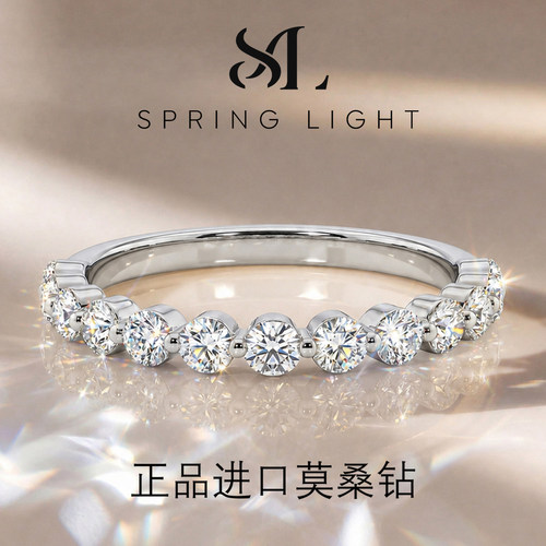 正品进口莫桑钻戒指可叠戴戒指女