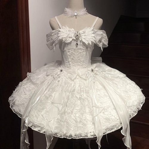 【全款预约】喵果森森原创#飞羽飘零时#羽毛仙女裙