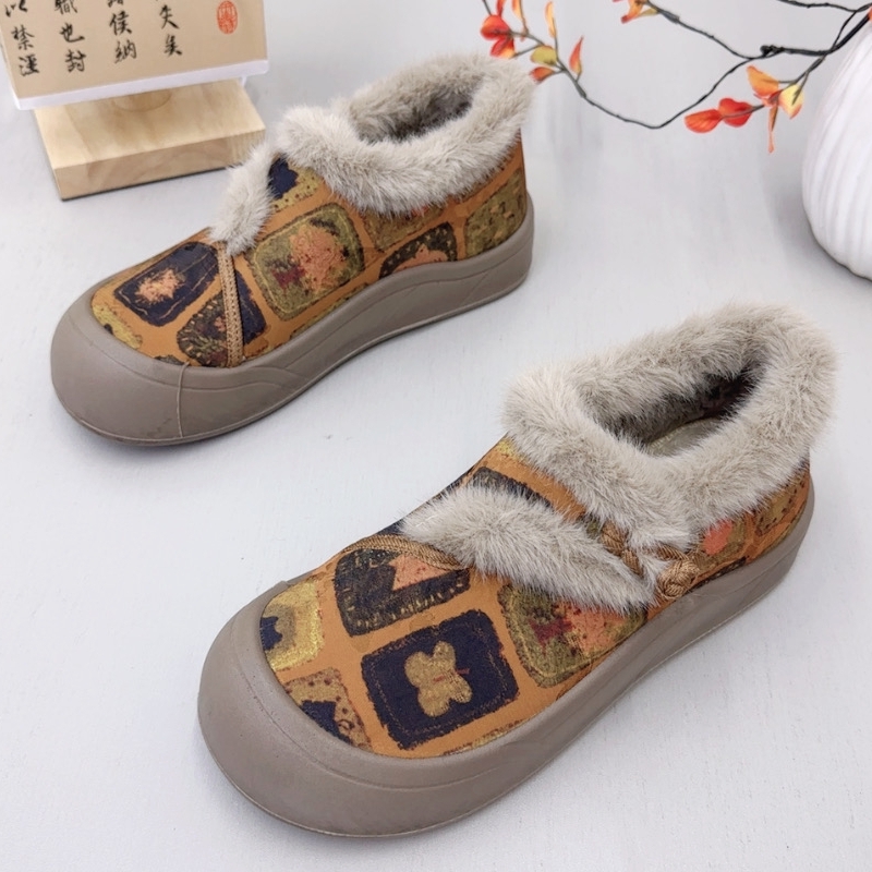 秋冬新款老北京棉鞋一脚蹬休闲棉鞋轻便舒适中老年棉鞋加绒妈妈鞋