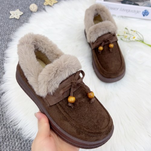 老北京布鞋一脚蹬加绒棉鞋女