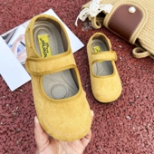 魔术贴百搭黄色休闲鞋 2025新款 软平底玛丽珍浅口鞋 勃肯鞋 子 女单鞋