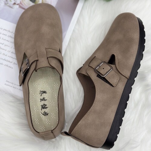 勃肯鞋春季新款复古一脚蹬乐福鞋日系丑萌软平底豆豆单鞋女百搭薄