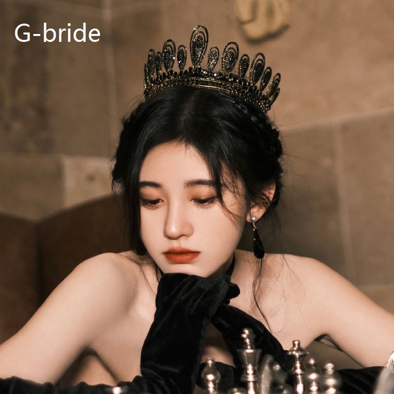 鞠婧祎同款皇冠头饰复古黑色暗夜风新娘网红18岁生日公主婚纱发饰属于什么档次？