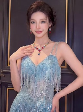 宫廷风超闪水滴满钻项链耳环套装