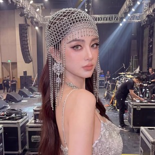 欧美夸张流苏帽头饰重工设计感礼服配饰异域风新娘晚宴气质发饰