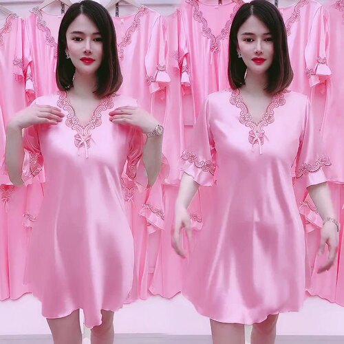 冰丝睡裙冰丝宽松性感夏款女