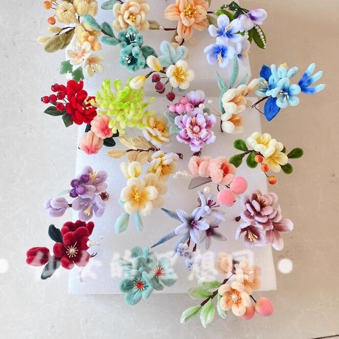 仿绒花头饰发簪福袋 白菜价 古装汉服发饰（可开发票）