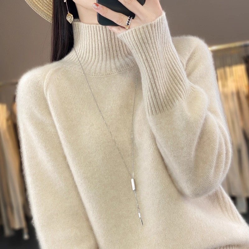半高领羊绒衫加肥加大显瘦毛衣女