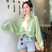 雪纺宽松学生衬衣糖果空调防晒衬衫 薄款 外套 防晒衣女夏韩版 长袖