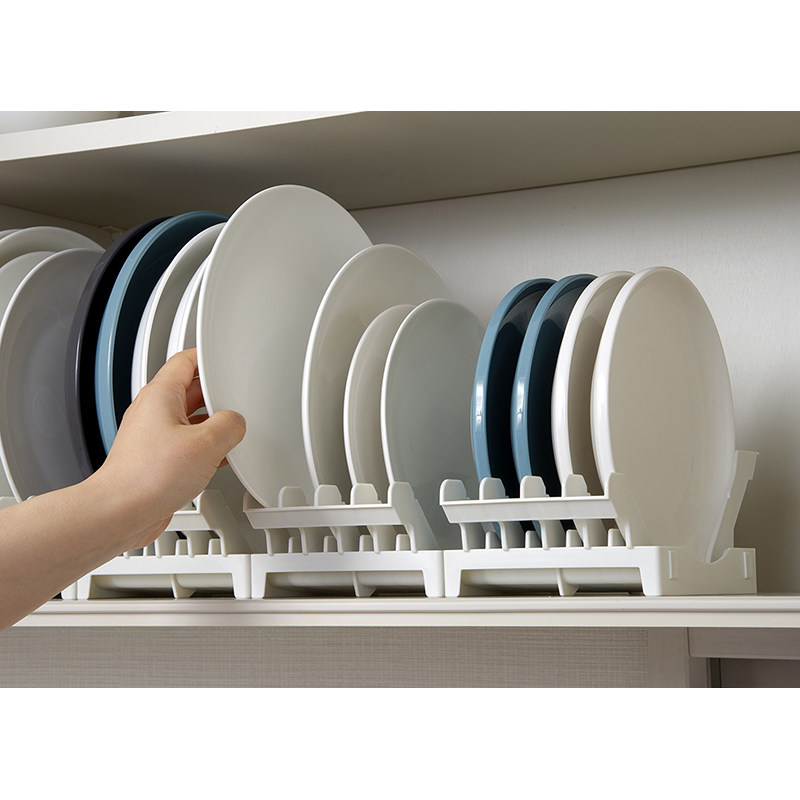 日本进口厨房收纳置物架橱柜碗盘锅具收纳架多功能沥水架储物神器