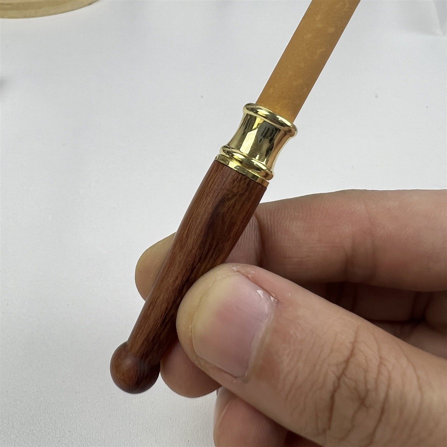 高档海南黄花梨木老料烟嘴海黄虎皮纹烟斗过滤器粗细两烟嘴黑檀木