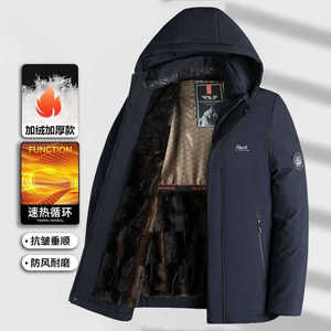 冬季男士貂绒派克服爸爸羽绒装棉服中老年人外套保暖加绒加厚棉袄