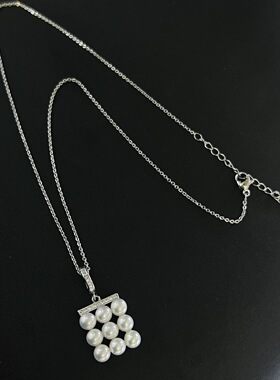 九宫格项链5MM左右天然高品质淡水珍珠14k注金网红新品大气锁眼款