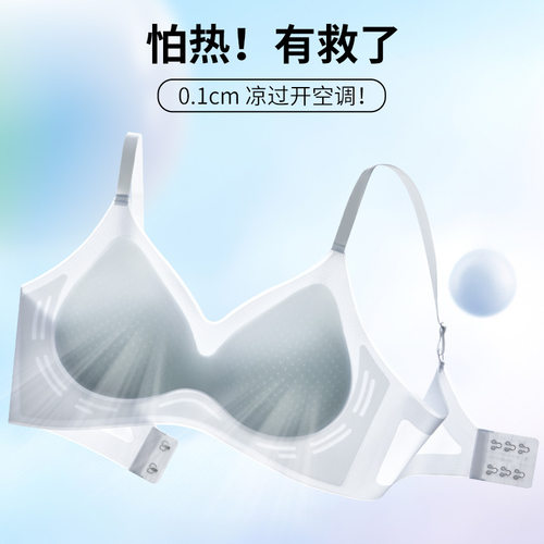 夏季美背薄款无痕内衣大胸显小无钢圈后排扣收副乳防下垂上托文胸