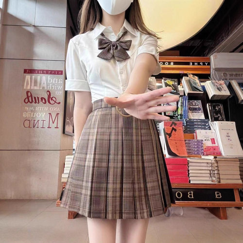 焦糖可颂jk集英社JK新款原创短裙中式正版格裙百褶裙校供学院显白