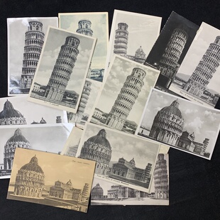 26 欧洲早期  意大利  比萨斜塔  原版 珍藏老明信片