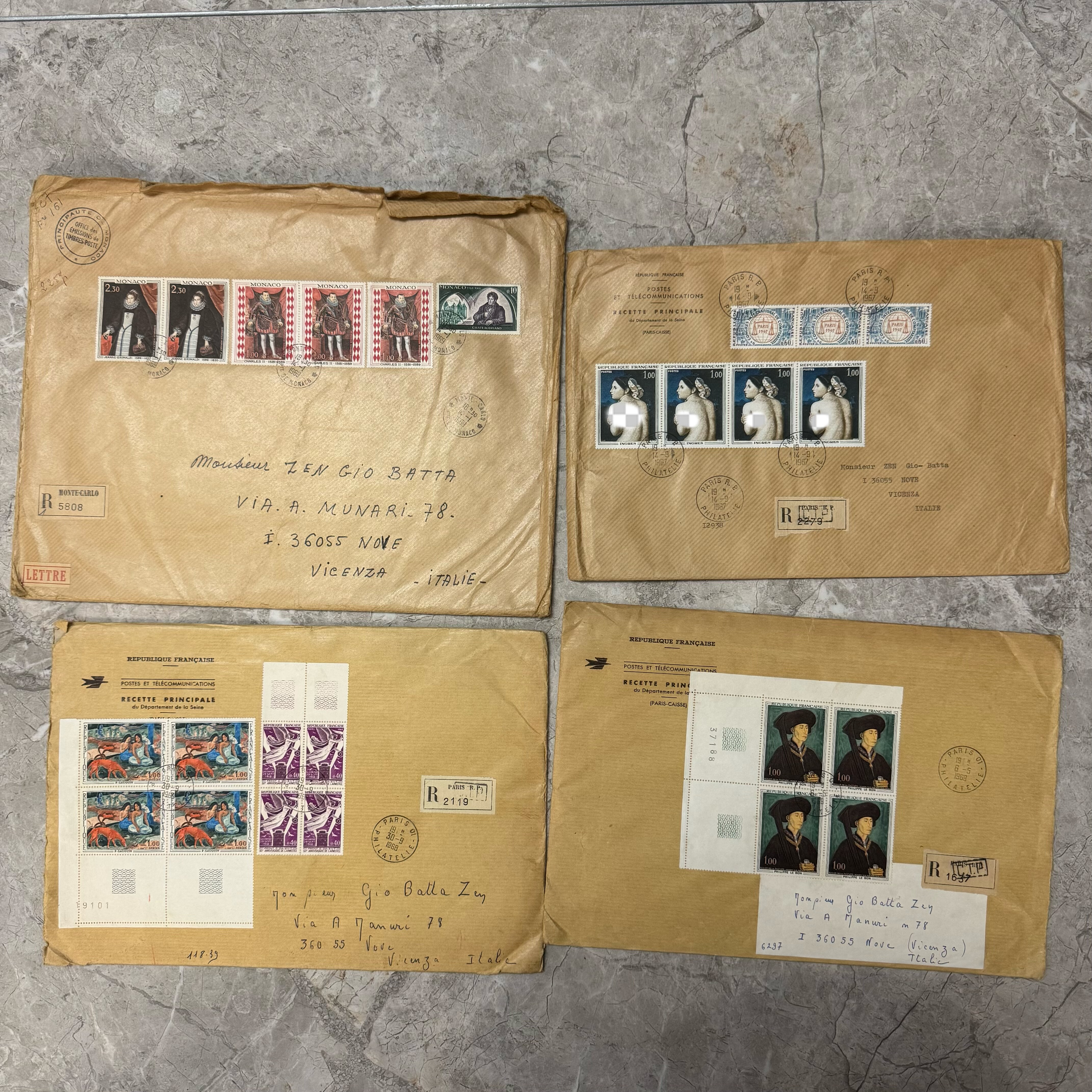 法国 雕刻版 艺术系列 大型实寄封 浴女