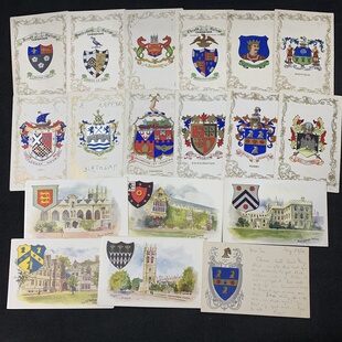 英国 校徽 城市 学院徽章 珍藏老明信片 大学