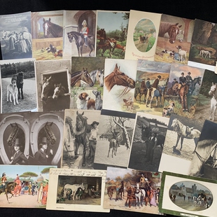 珍藏老明信片 复古马术主题 欧洲早期
