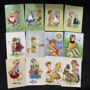 立体童话故事 儿童 针织蕾丝 珍藏老明信片 纯手工刺绣