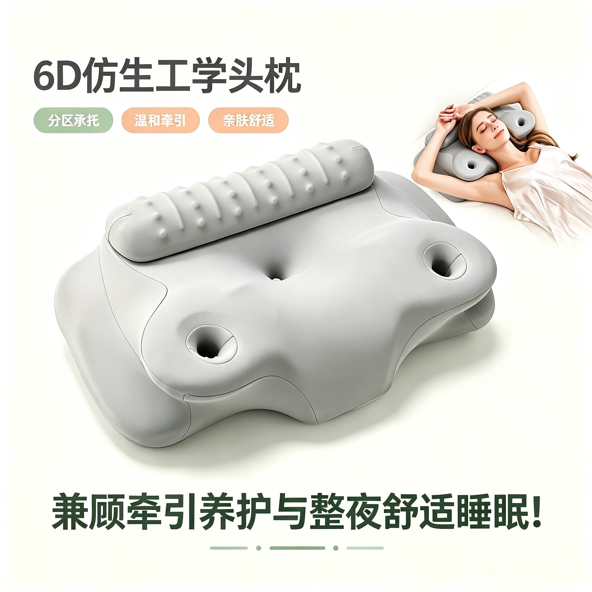 颈椎枕反弓专用牵引枕记忆棉午睡枕头仰睡侧睡神器慢回弹助眠新款