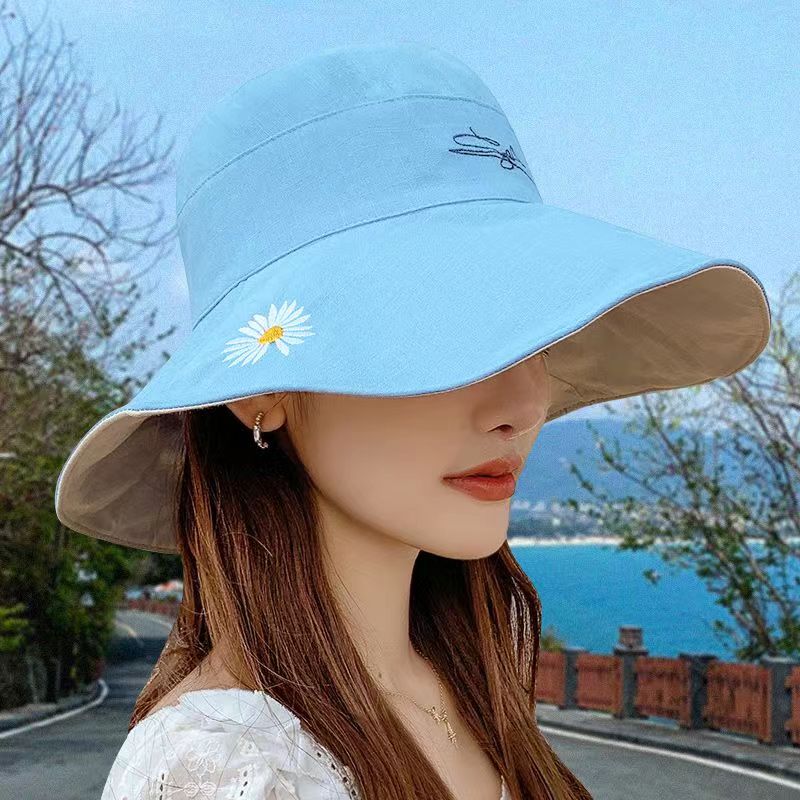 渔夫帽子女夏季双面遮脸防晒太阳帽大檐韩版百搭潮防紫外线帽子