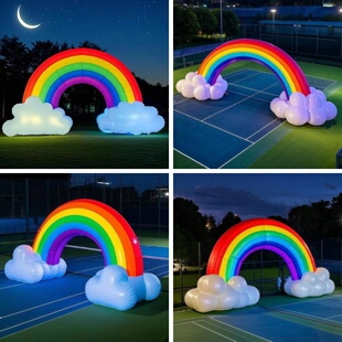 定制充气彩虹拱门云朵七彩门气模户外体育场商场庆典活动吸晴美陈