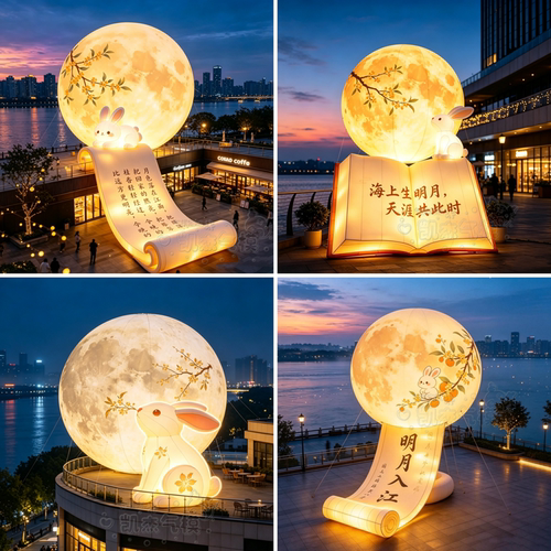 月亮写诗条幅中秋气模美陈道具