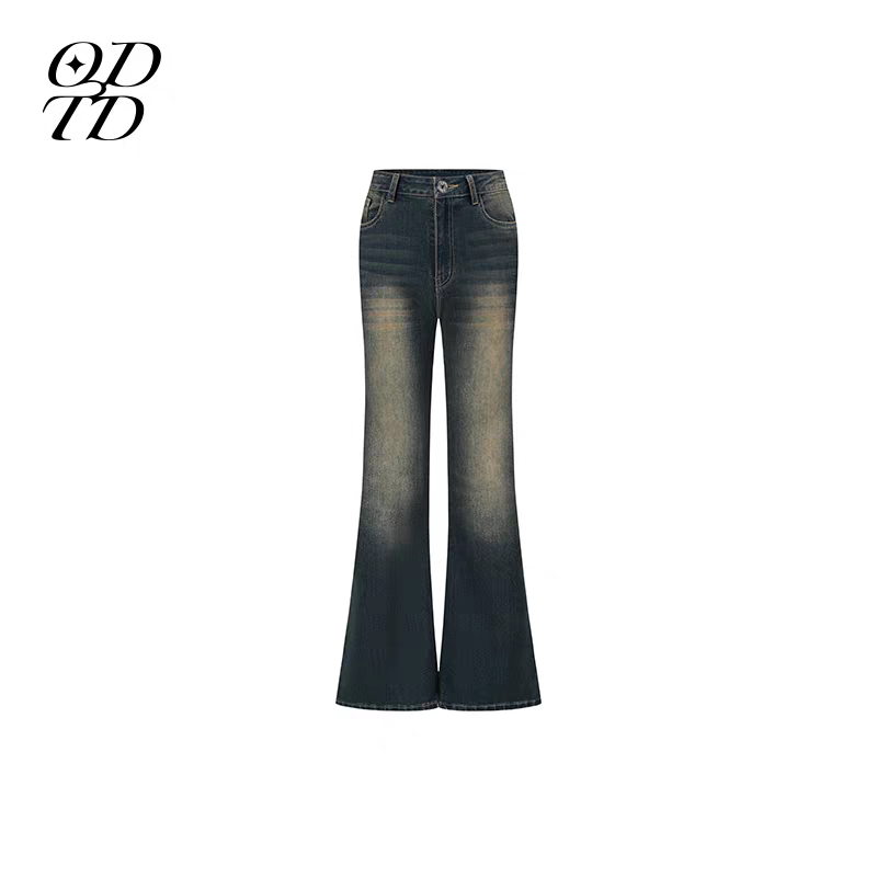 【设计师女装】ODTD25冬季胶囊新款复古蓝洗喇叭牛仔裤微喇做旧感