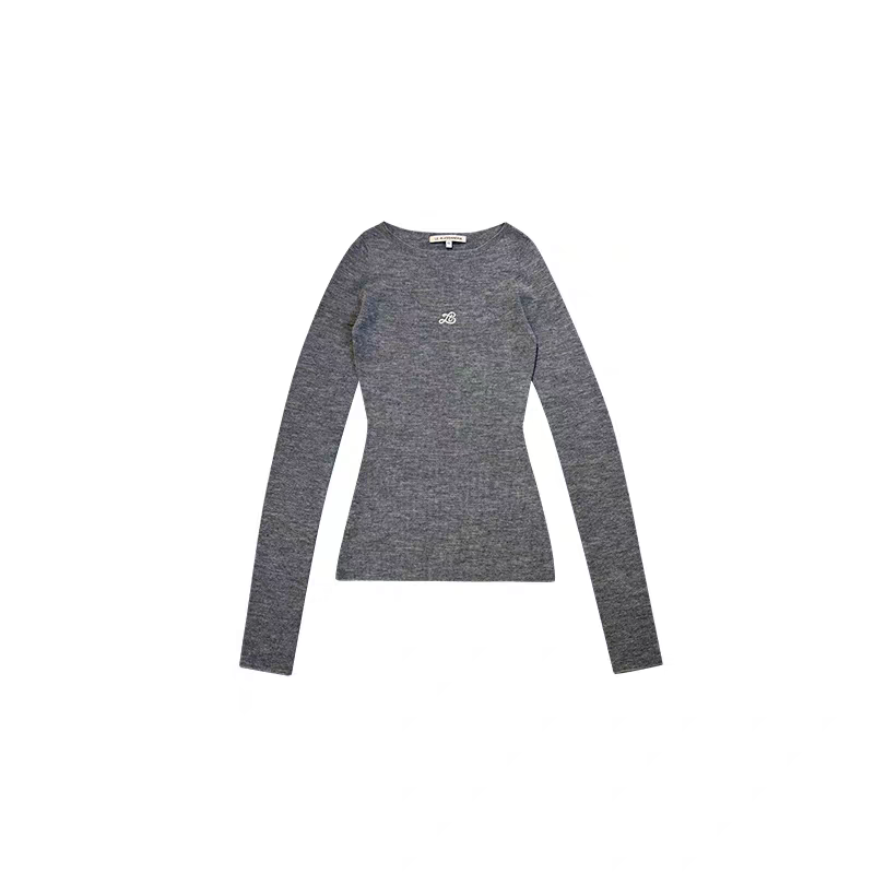 LE ALESSANDRA 无缝设计一字领羊毛衣上衣打底衫