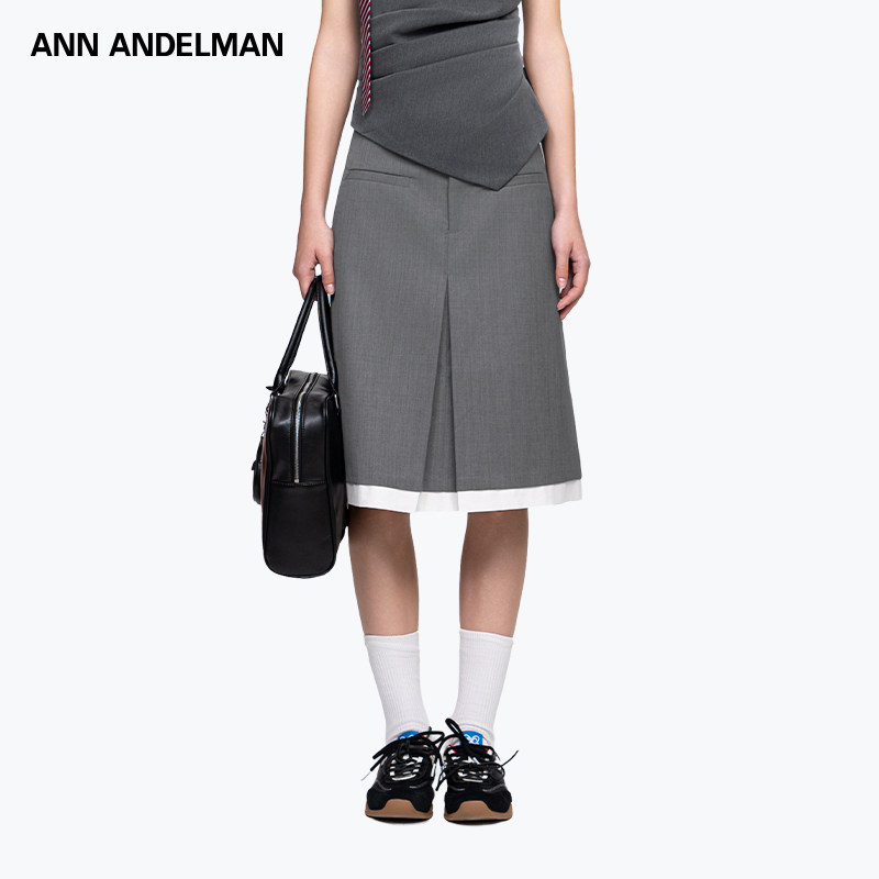 设计师ANN ANDELMAN设计感半身裙西装直筒中长裙垂感高级感