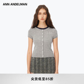 秋款 设计师ANN 针织衫 开衫 ANDELMAN包肩毛织短袖 上衣修身