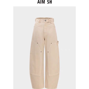 阔腿长裤 AIM 工装 浅卡其色卡哈特弯刀裤 SH女士