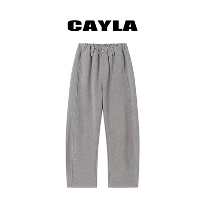 CAYLA质感羊毛双面绒空气层早秋弯刀裤休闲阔腿裤百搭通勤