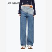 女25新款 设计师ANN ANDELMAN拼接腰头撞色牛仔裤 直筒宽松