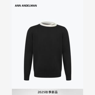 针织长袖 ANN 百搭打底衫 秋冬圆领毛衣男假两件修身 t恤 ANDELMAN