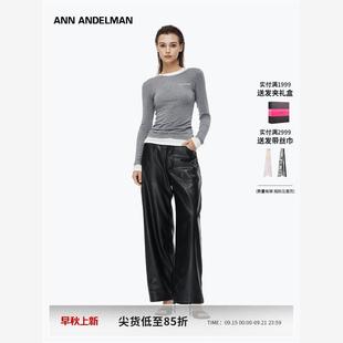 设计师ANN ANDELMAN 2025秋季新款双领修身打底衫女长袖T恤