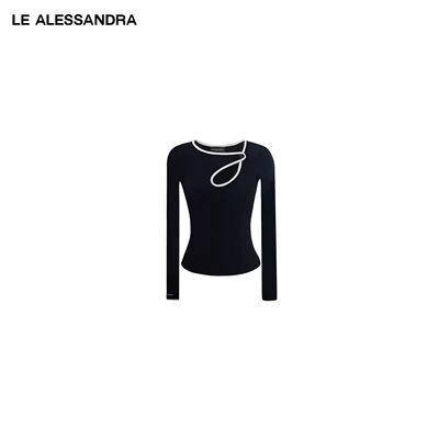 LE ALESSANDRA 镂空撞色机能按扣修身内搭长袖上衣