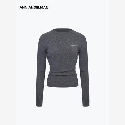 设计师ANN ANDELMAN毛织版长袖堆堆T早秋超好看单穿上衣修身t恤