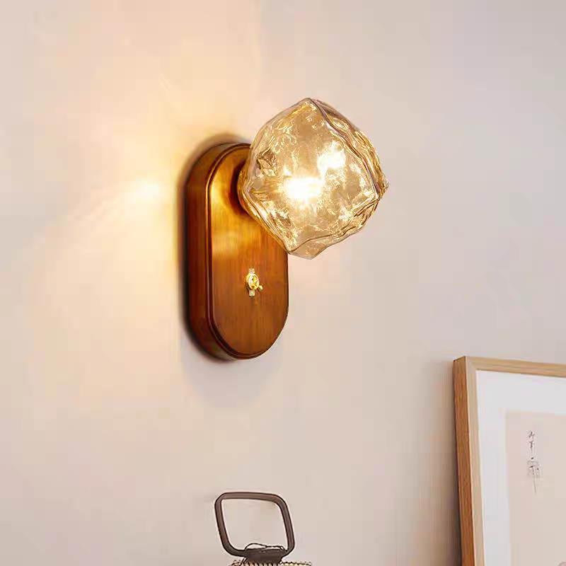 中古风冰块玻璃壁灯美式复古简约走廊客厅背景墙灯卧室床头氛围灯