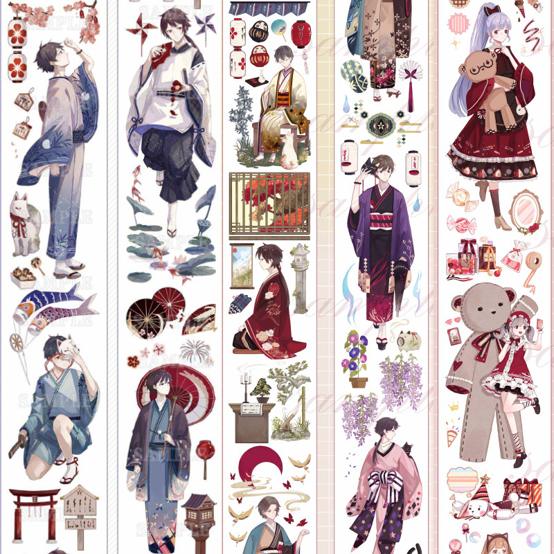 【整卷清仓包装不好】刺猬家手帐胶带樱风若叶弥漫的甜味和风人物,文具电教/文化用品/商务用品,和纸胶带,淘宝优惠券,粉丝福利购,淘宝优惠卷