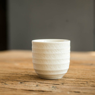 L14 陆升song系列白跳刀纹200ml陶瓷水杯马克杯茶杯主人杯
