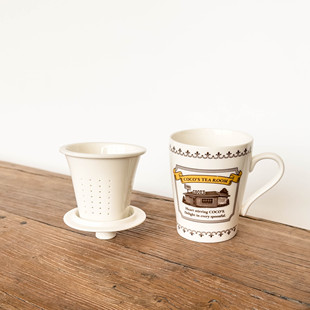 外贸尾货带360ml毫升盖马克杯水杯有茶漏高温瓷主人杯茶杯无铅镉
