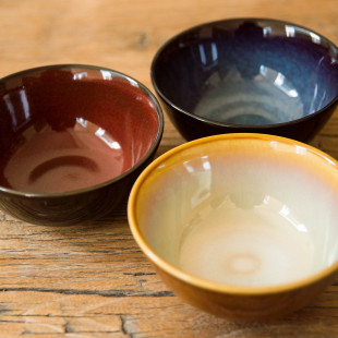 陆升Luzerne经典 蓝曼谷棕系列4.5英寸饭碗釉下彩 窑变釉鳞彩红