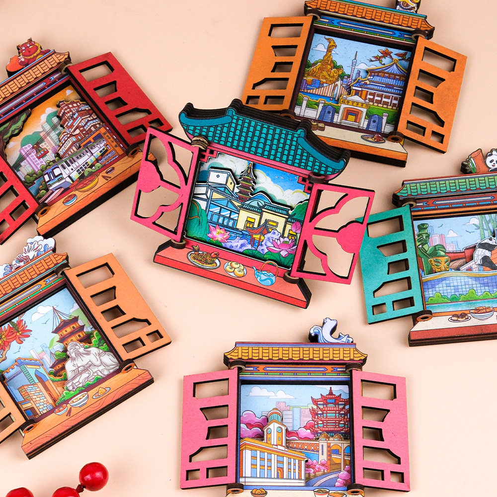 源头工厂全国城市冰箱贴磁贴国潮旅游开窗木质立体城市冰箱贴,家居饰品,冰箱贴,淘宝优惠券,粉丝福利购,淘宝优惠卷