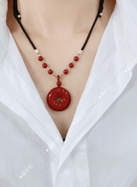 紫金砂朱砂平安扣吊坠锁骨坠男女低含量紫金砂挂件项链本命年