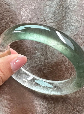 缅甸玻璃种处理翡翠手镯女士高冰蓝水飘花玉镯正圈贵妃镯送礼